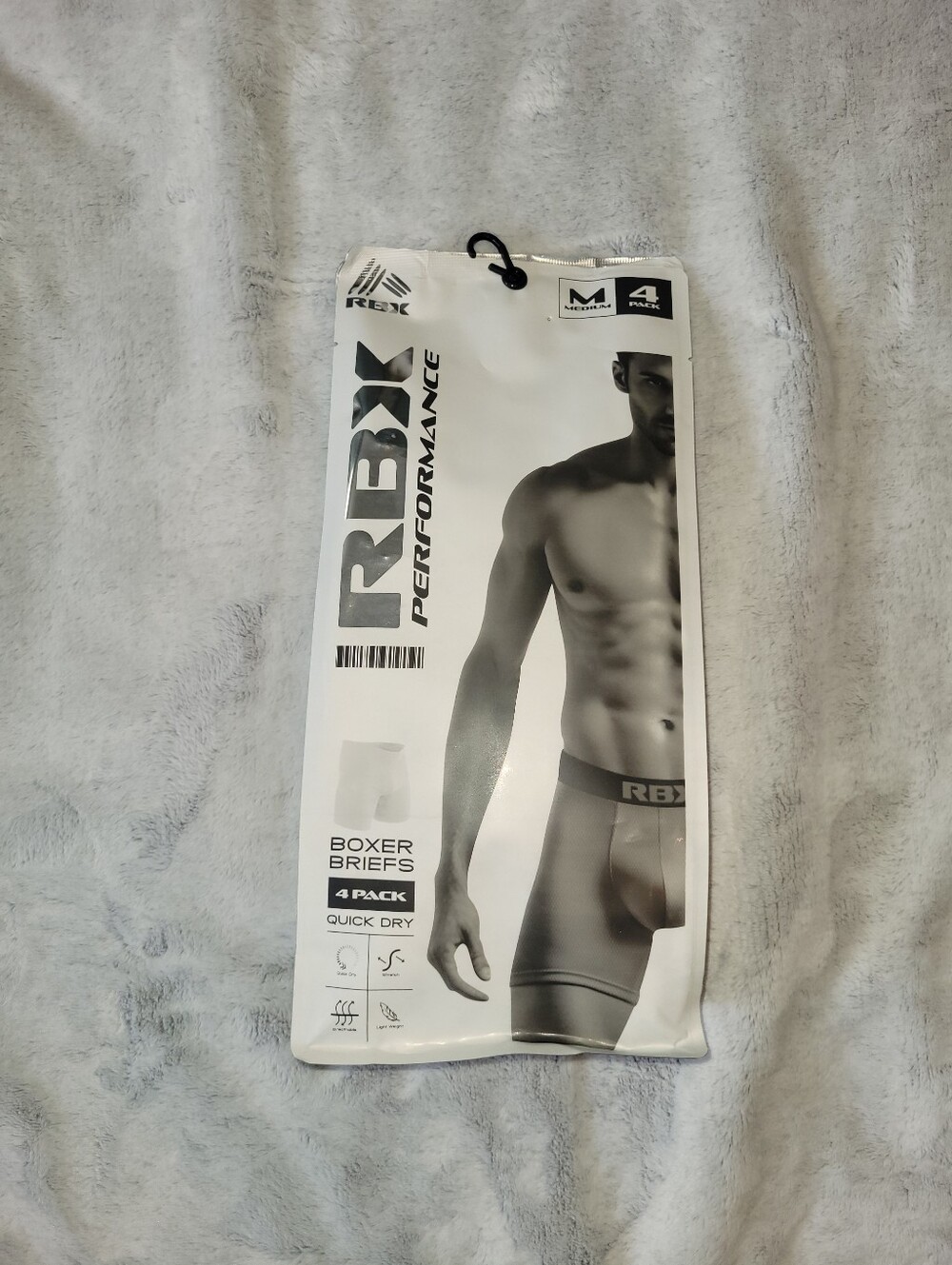 4-Pack RBX Mens Medium 32-34 Performance Boxer Briefs Black Microfiber Quick Dry